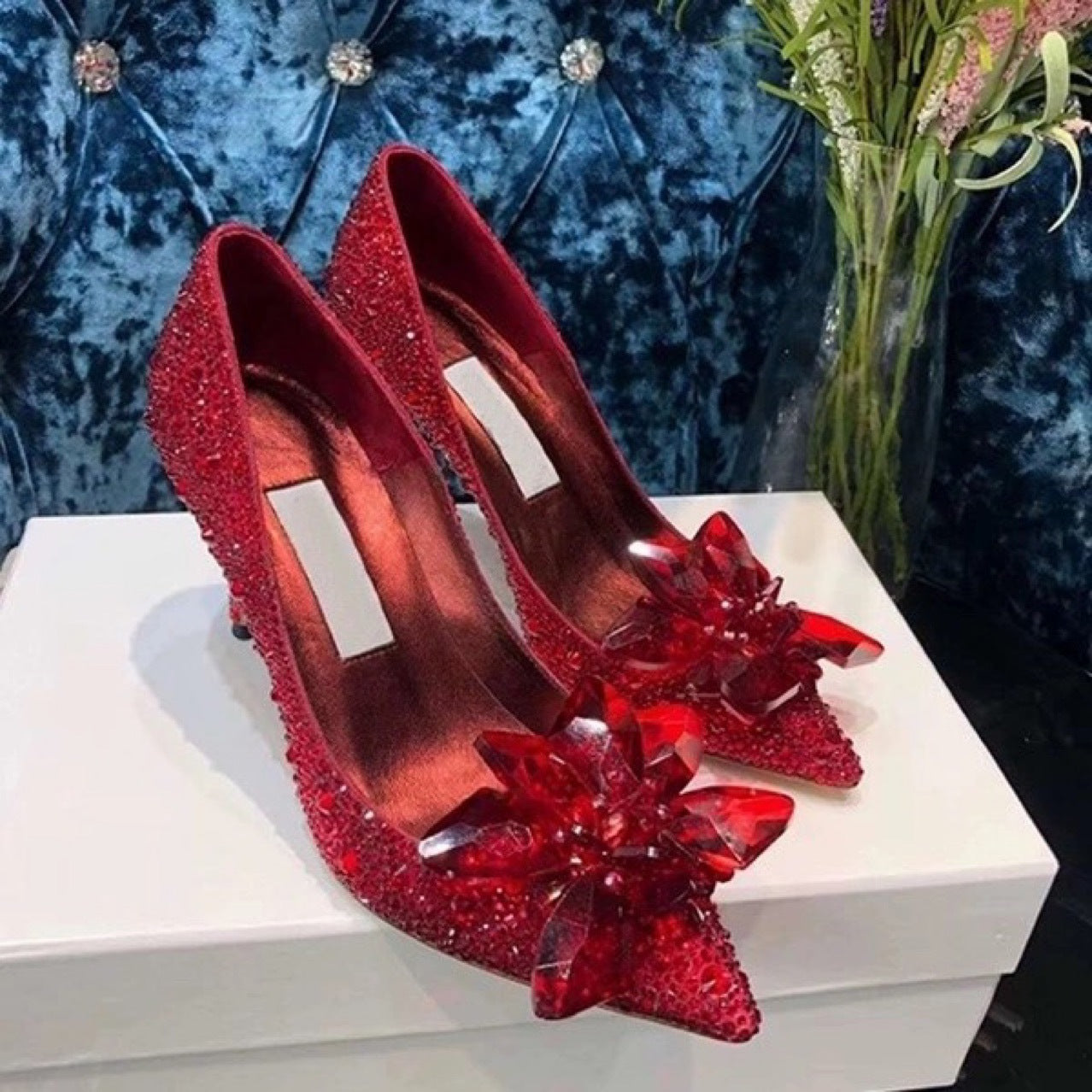 Women's French Wedding Bridal Main Dress Princess Crystal Rhinestone High Heels