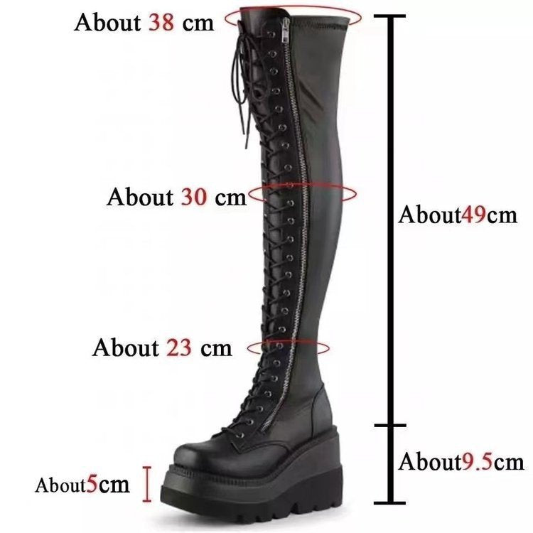 Knee Platform Wedge Long Female Buckle Martin Women's Leather Boots