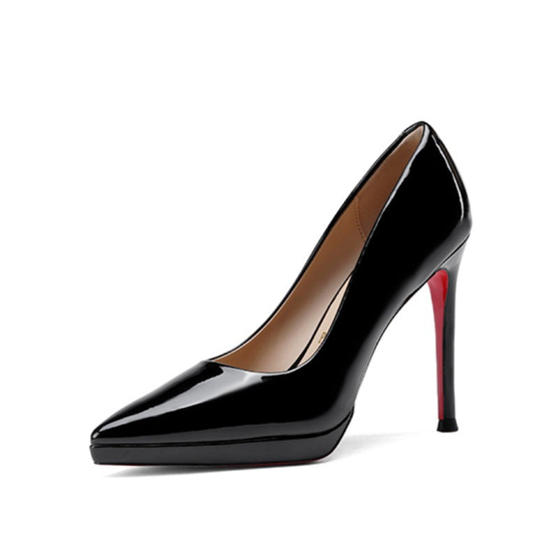 Women's Patent High Waterproof Platform Not Tired Feet Stiletto Commuter Nude Women's Fashion Shoes