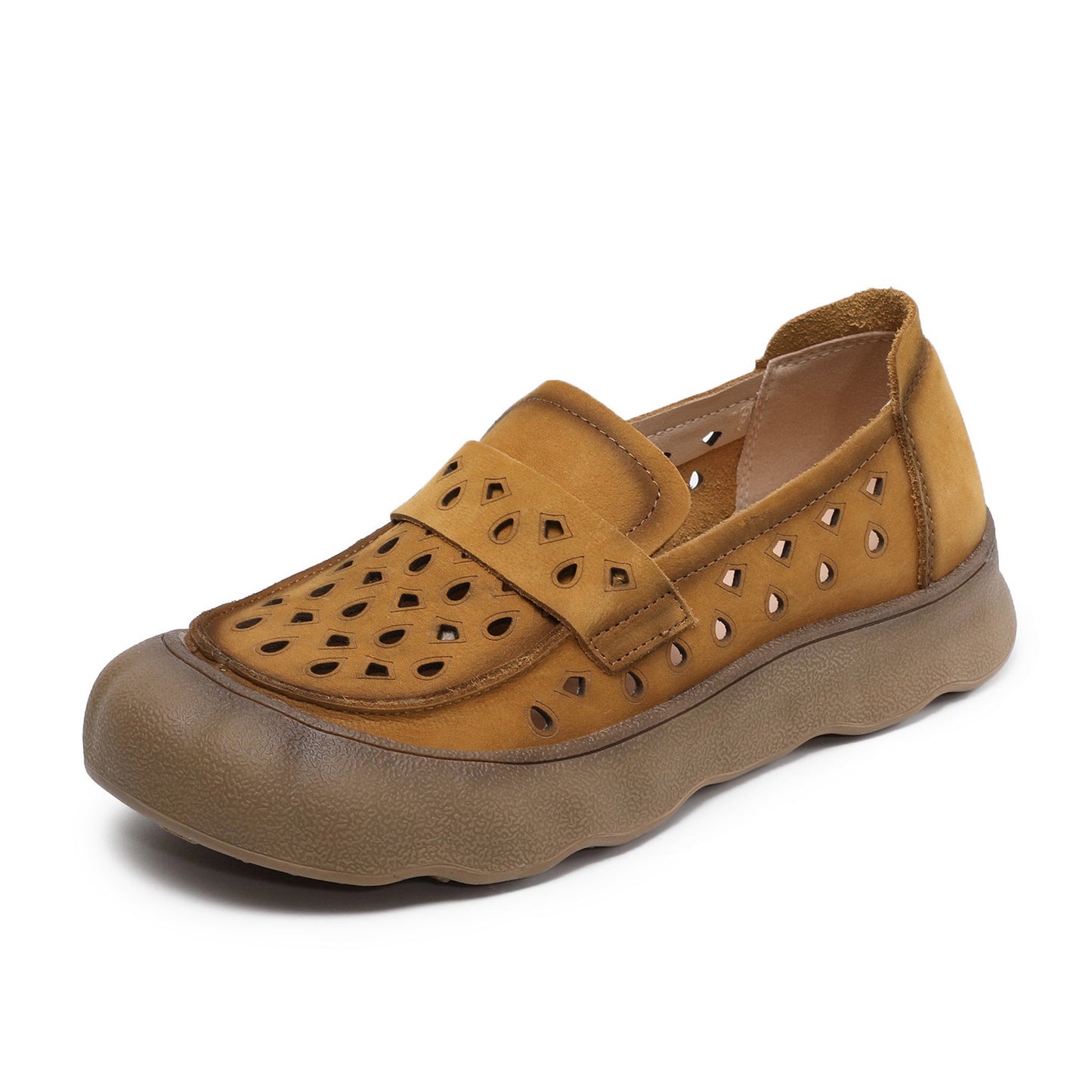 Women's Genuine Cowhide Retro Flat Cosy Hole Women's Casual Shoes