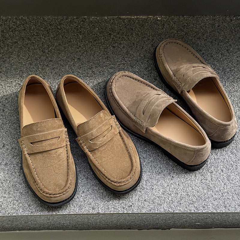 Men's Old Money Style Retro Round Toe Slip-on Lazy Suede Soft Leather Shoes