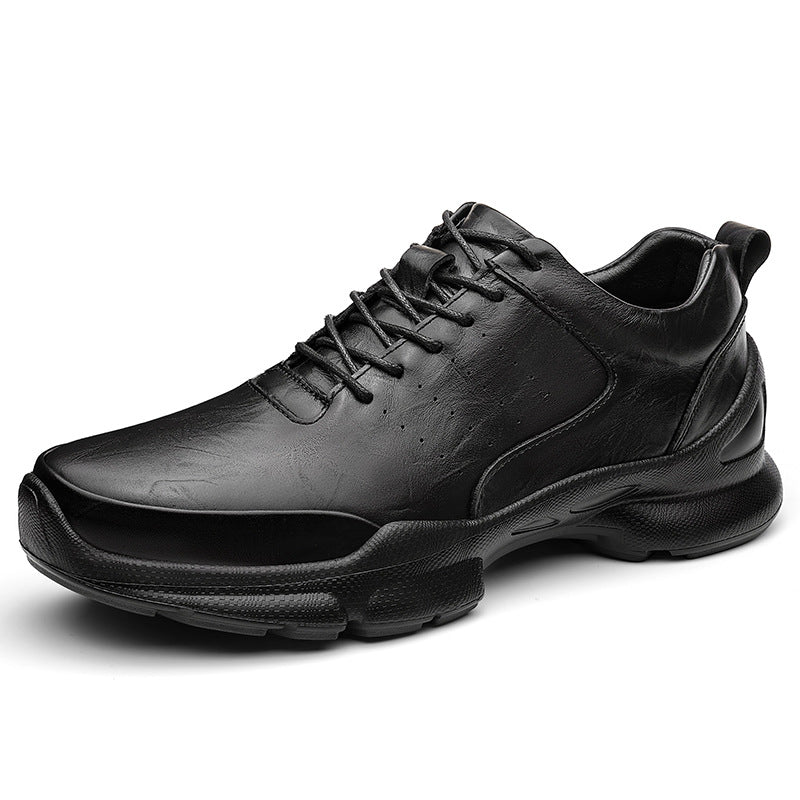 Men's Increasing Sports Summer Hollow Breathable Full Grain Cowhide Men's Shoes