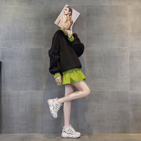 Spring Genuine Cutout Breathable Sports Platform Casual Shoes