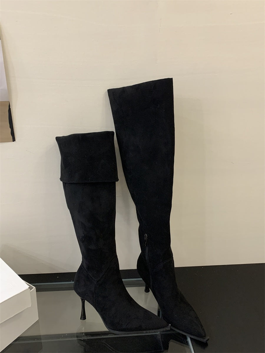 Women's Tax-free Suede High Elastic Pointed Skinny Heels
