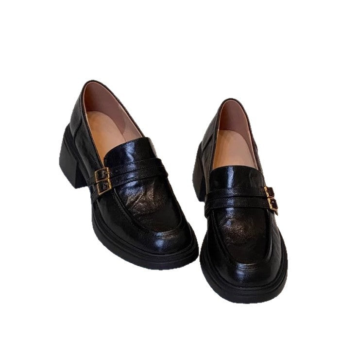 Women's Double-breasted With Slip-on Chunky Pumps Platform Heels