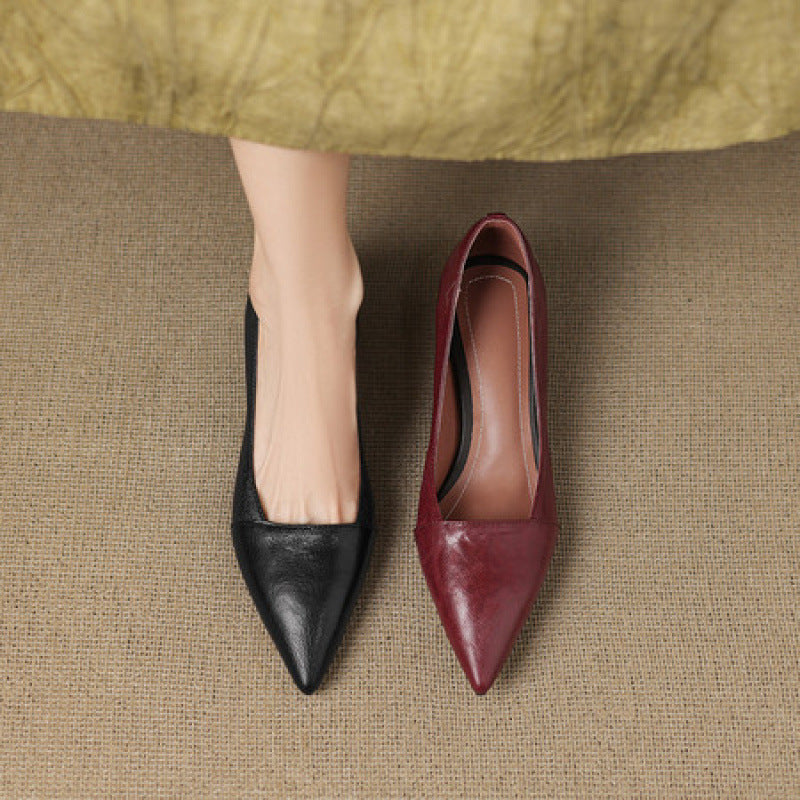 Kitten Authentic Sheepskin Pumps Female Skinny Shallow Heels
