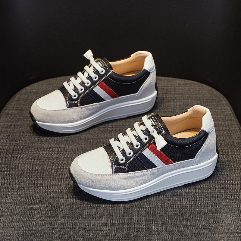 Women's White Spring Comfortable Small Height Increasing Casual Shoes