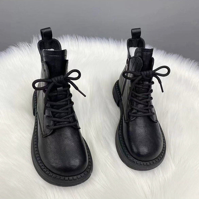 Women's Flat Martens British Style Thick Bottom Women's Leather Boots