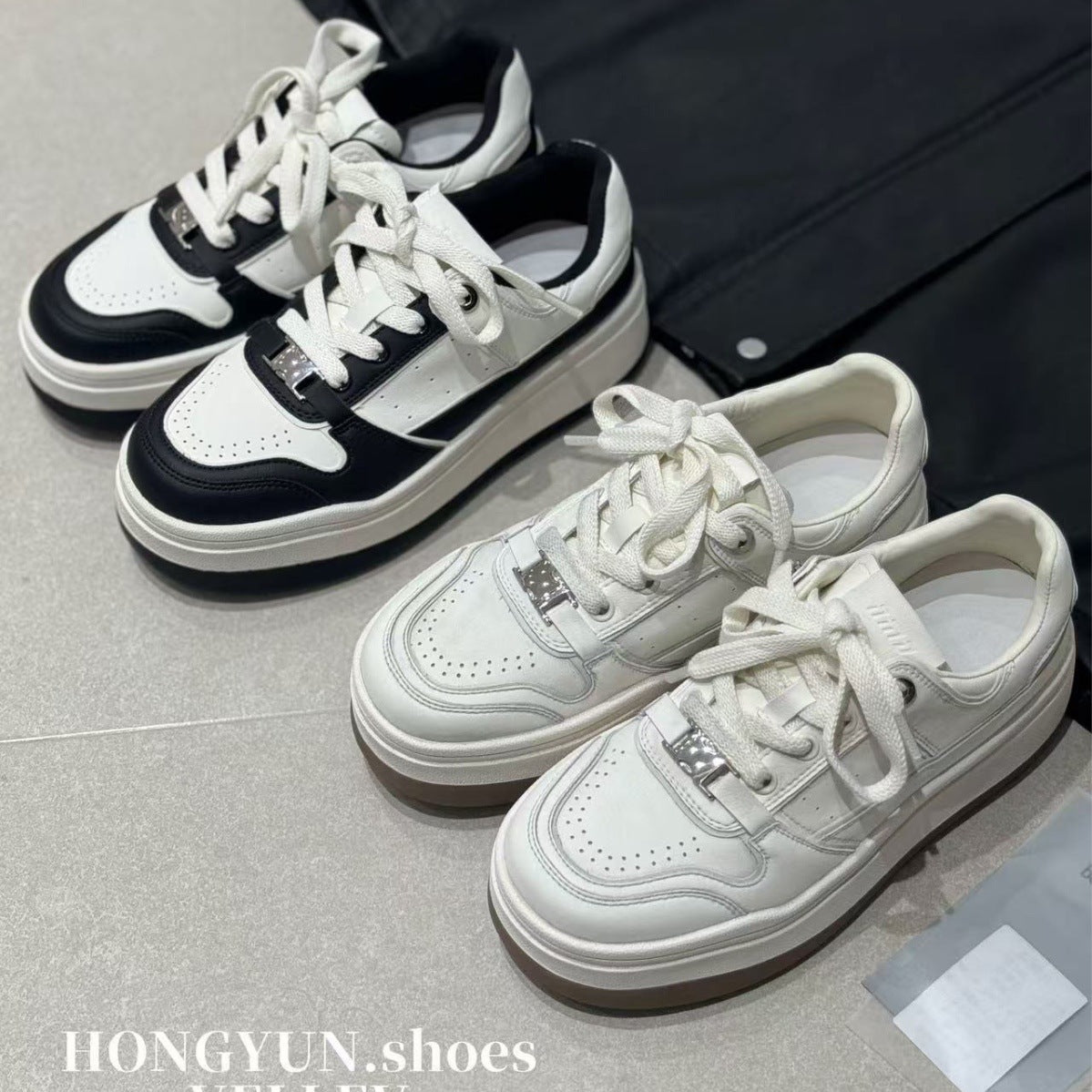 Women's Red Rhyme Distressed Genuine Thick Sole Height Increasing Sports Women's Casual Shoes