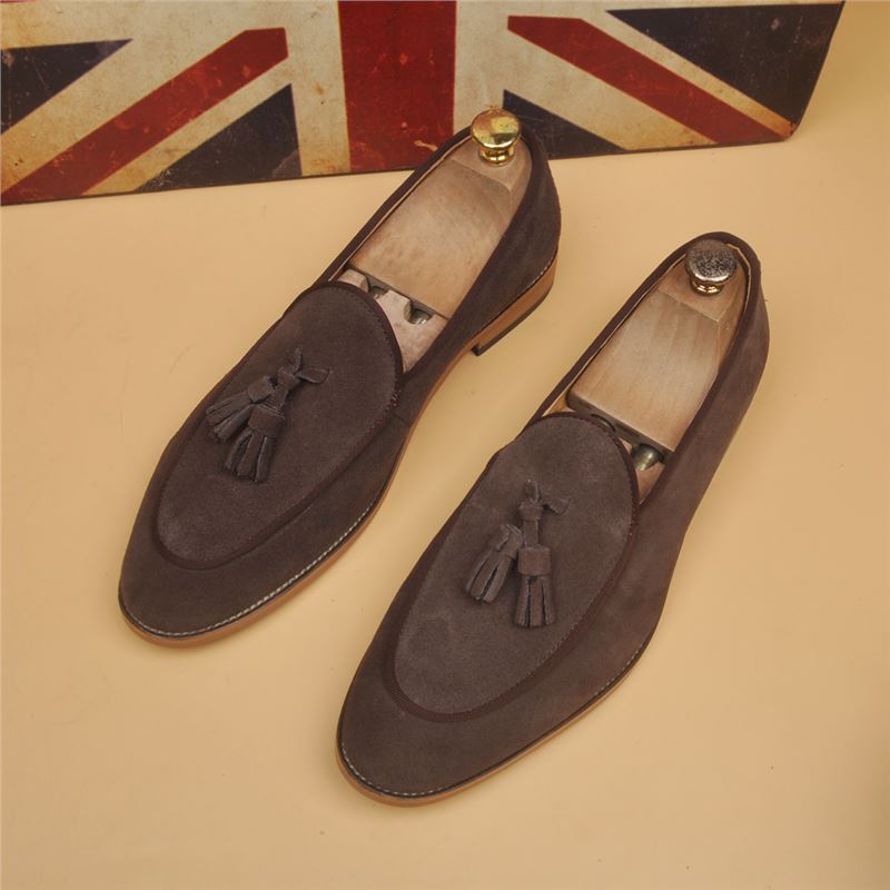 Men's Fashion Slip-on Breathable British Cowhide Height Increasing Insole Men's Business Leather Shoes