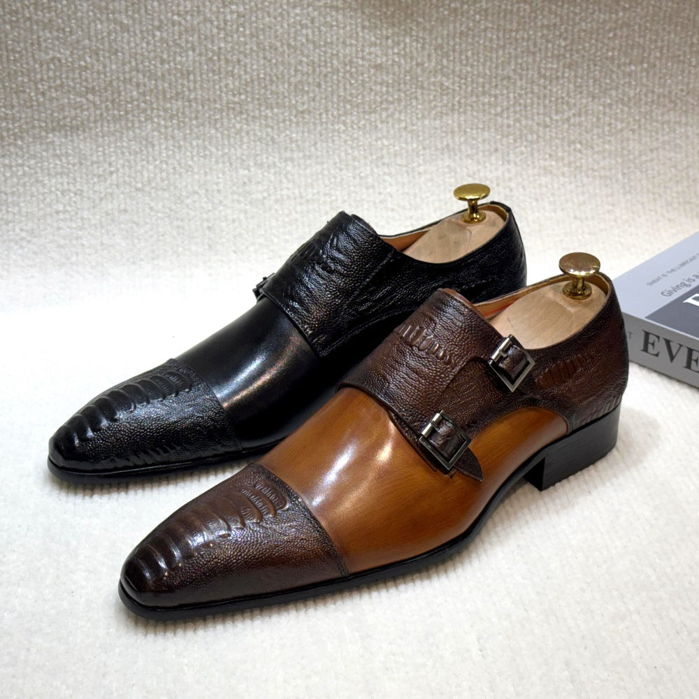 Men's Trendy Low One Pedal Monk Men's Business Leather Shoes