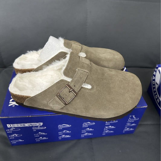 Women's & Men's Fleece-lined Genuine Cork Thick Bottom Outdoor Thick-soles Slippers