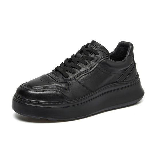 Men's Spring First Layer Cowhide Platform Height Increasing Men's Casual Leather Shoes