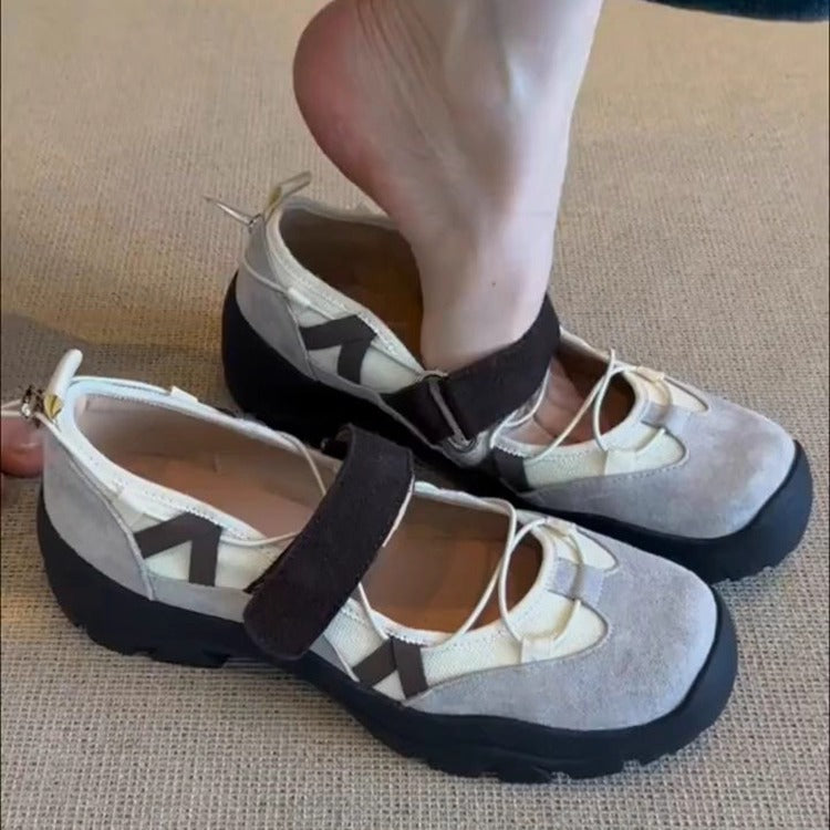 Women's Tired When Stepping On Feet Velcro Platform Niche Retro Women's Fashion Shoes