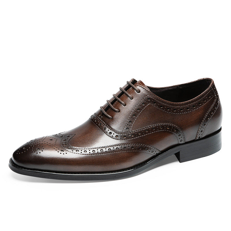 Men's Delivery Within Hours Genuine Business Formal Wear Brogue Leather Shoes