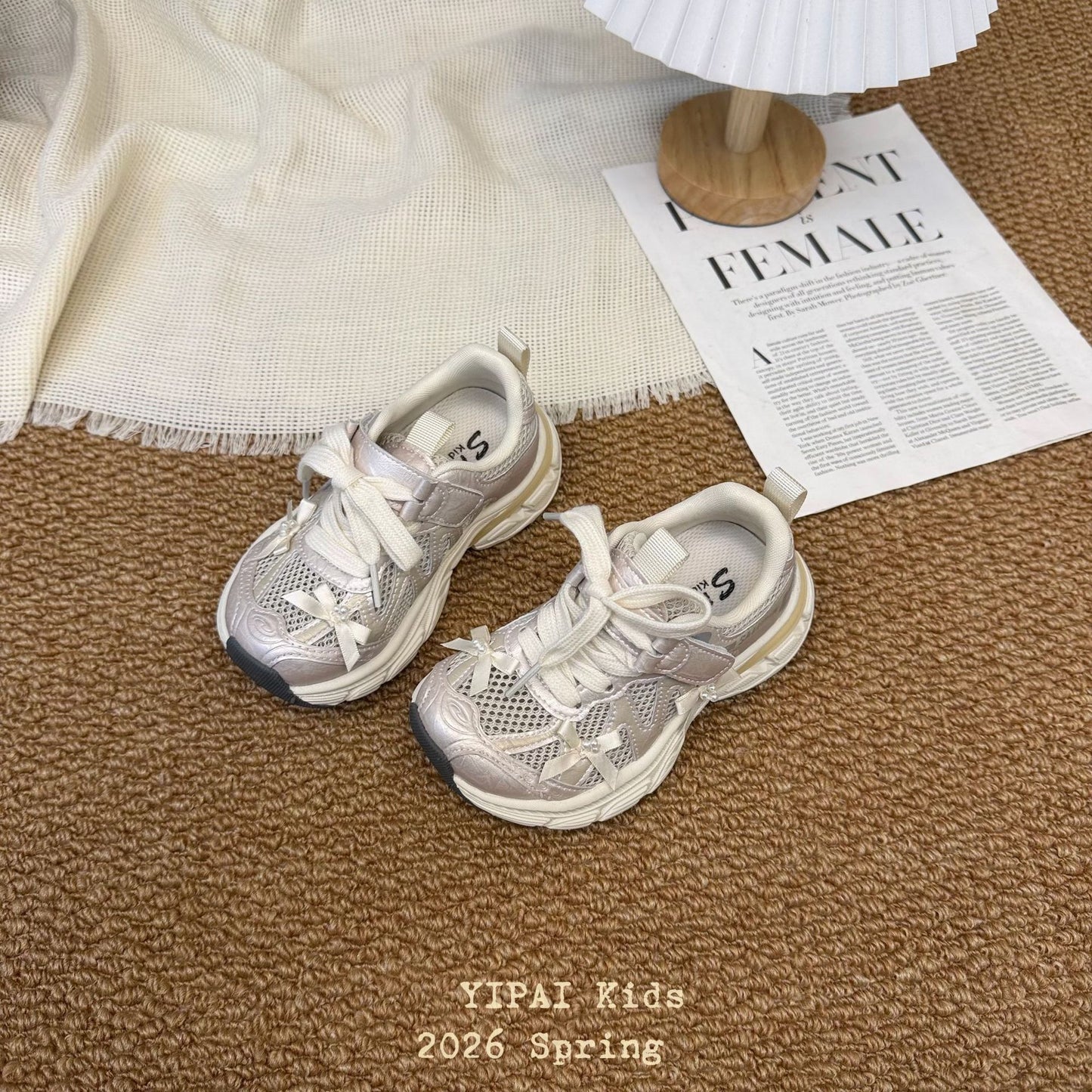 Children's Spring Boys Hollow Mesh Surface Shock Children's Sports Shoes