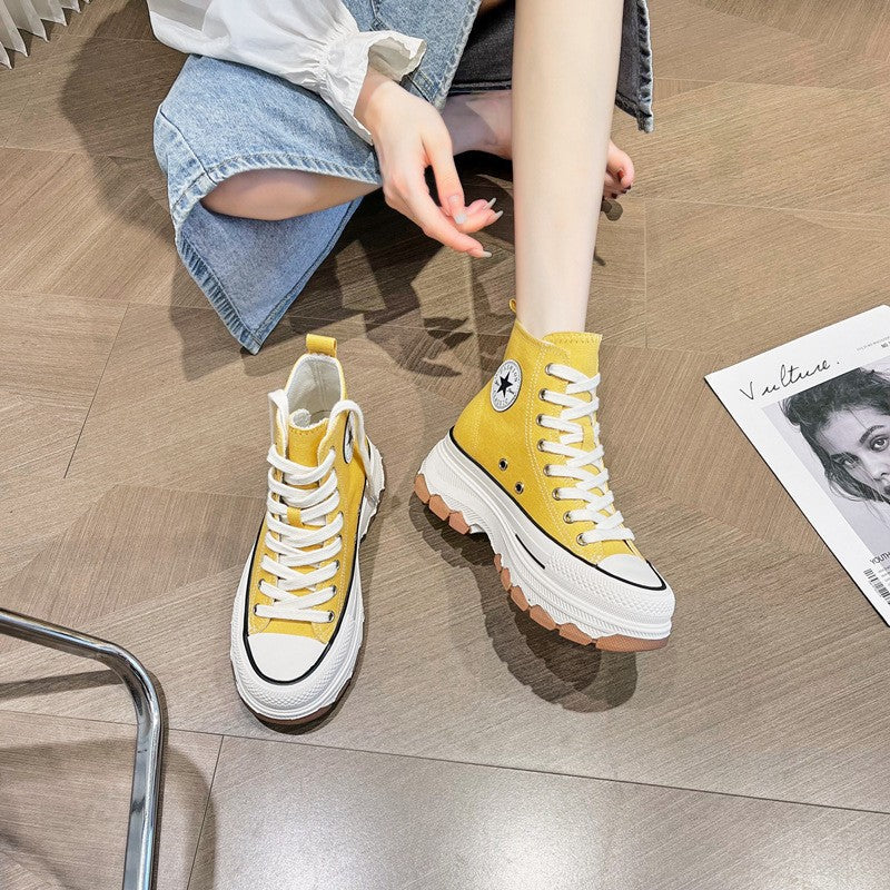 Women's Platform Spring Height Increasing Insole Super Popular Canvas Shoes