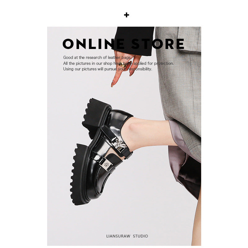 Mouth Double Row Metal Buckle Mary Jane Female Platform Women's Shoes