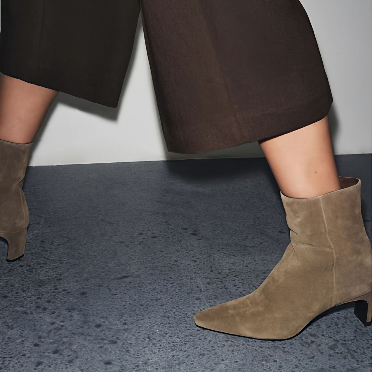 Women's Winter Thread Details Suede Cat Pointed Women's Leather Boots