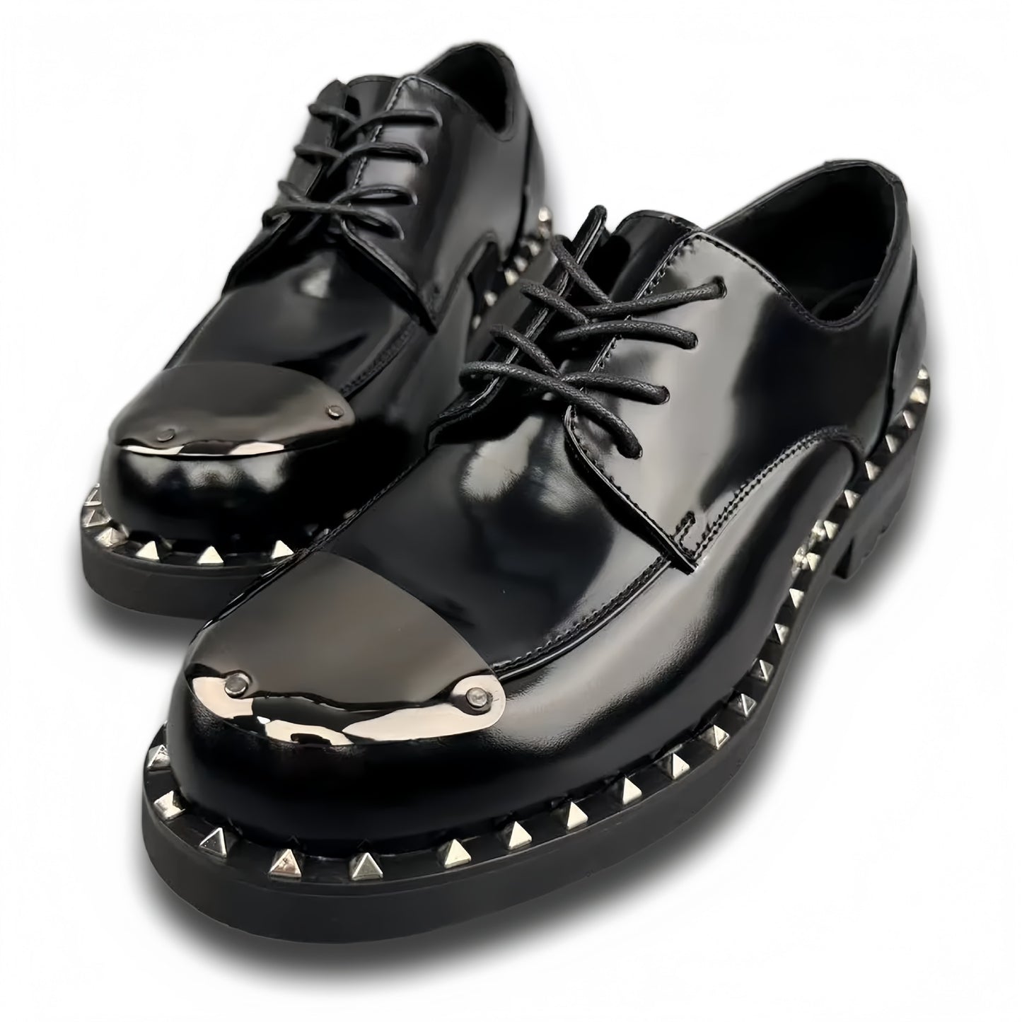 Men's Autumn Round Head Thick Bottom Metal Rivet Men's Business Leather Shoes