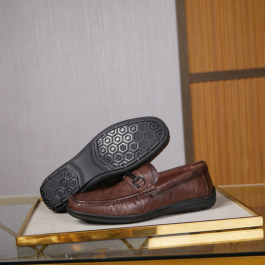 Men's Fire Cloud Cowhide Autumn Slip-on Comfortable Peas Leather Shoes