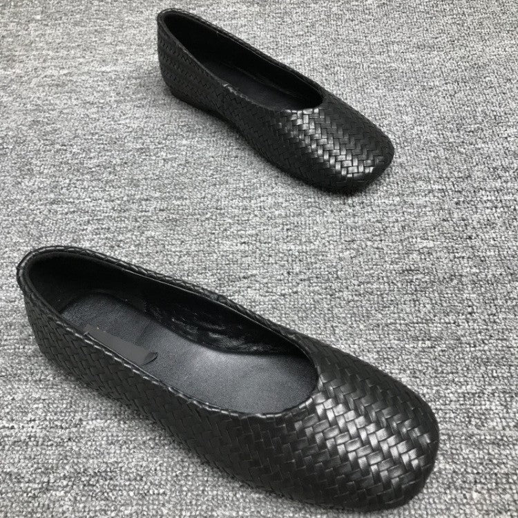 European Goods Low Flat Round Head Woven Women's Fashion Shoes