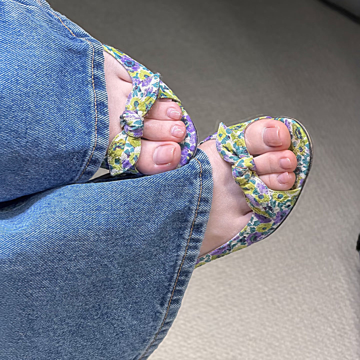 Women's Open Toe High-heeled Floral Cloth Fashion High Heeled Sandals