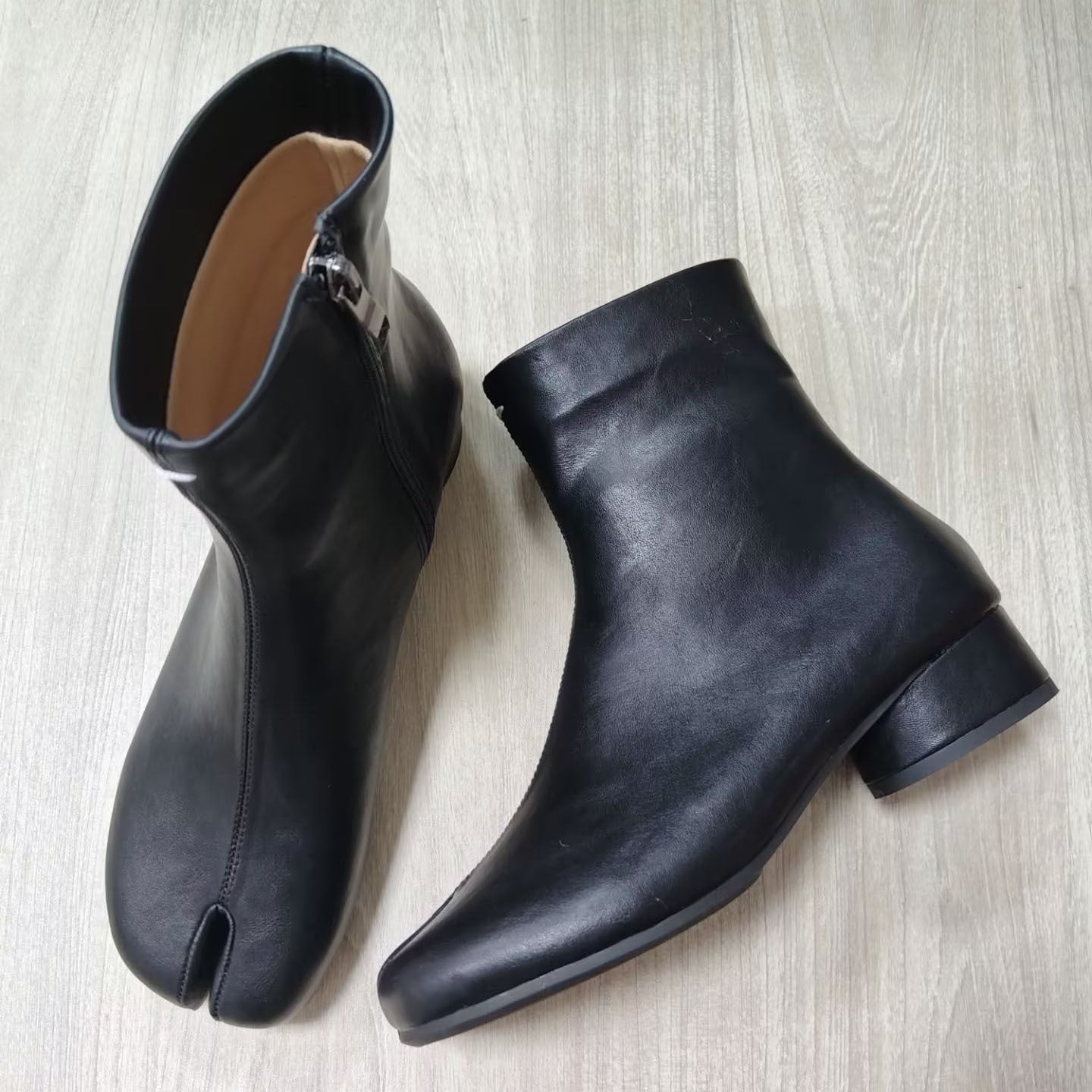 Women's Toe Trotter Niche Slimming Chunky Retro Side Zipper Chelsea Heels