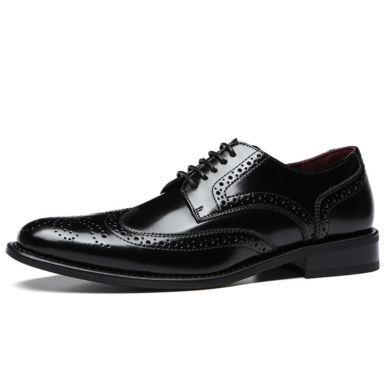 Men's Business Genuine Brogue Cowhide British Style Leather Shoes
