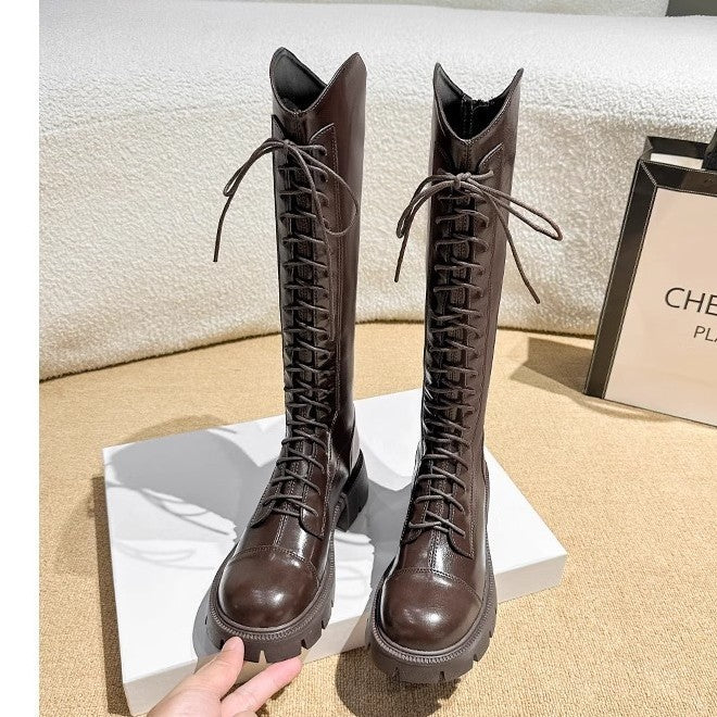 Women's Small Tube Circumference Knight Thick Bottom High V Boots