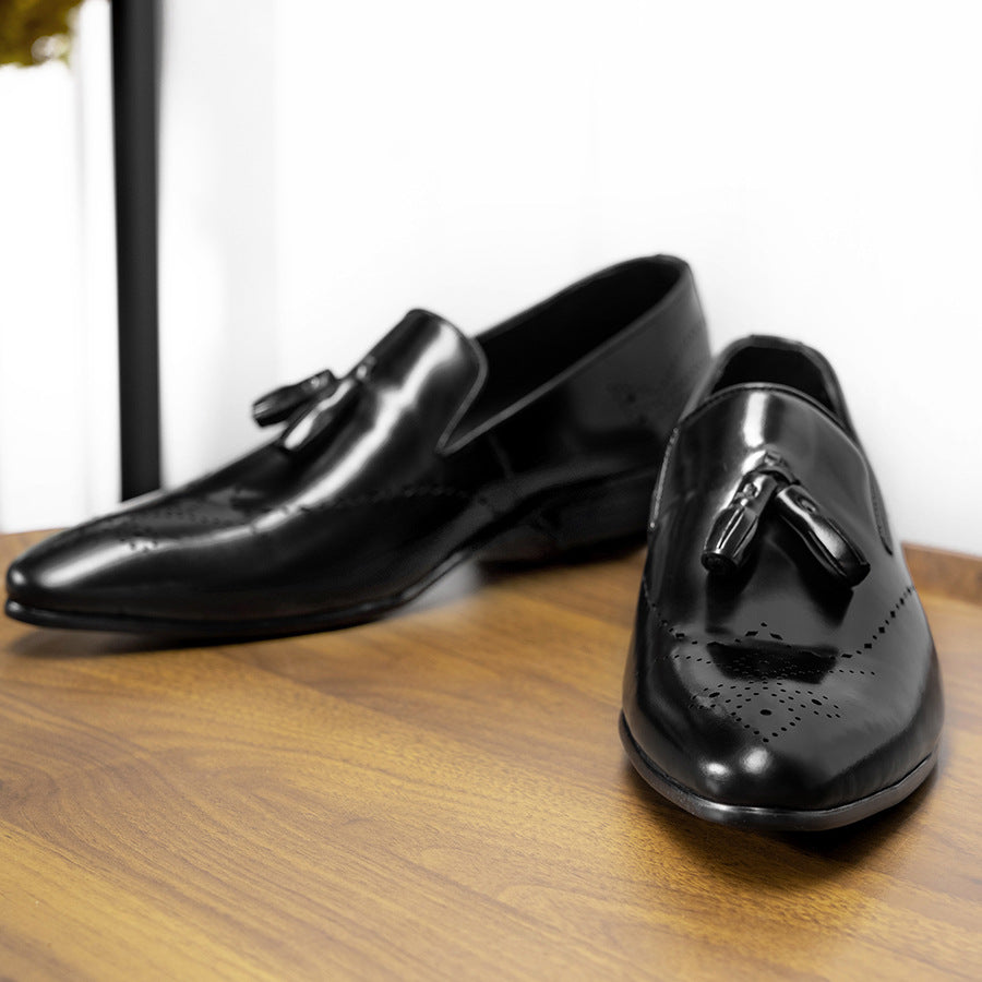 Men's Formal Wear Tassel Slip-on Pointed Men's Business Leather Shoes