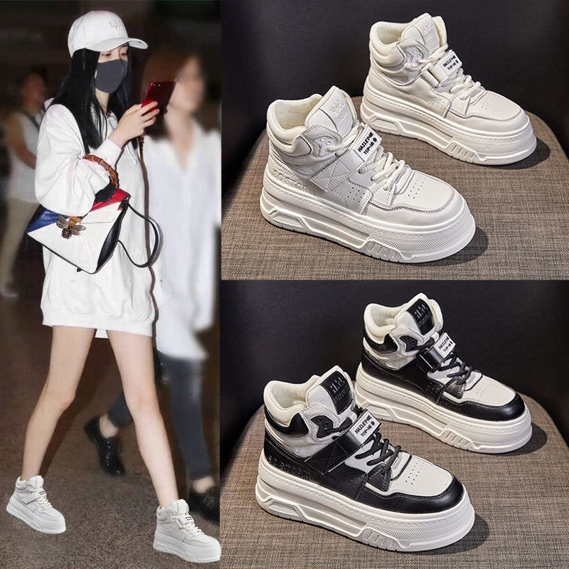 Women's White Trendy High Top Wild Platform Women's Casual Shoes