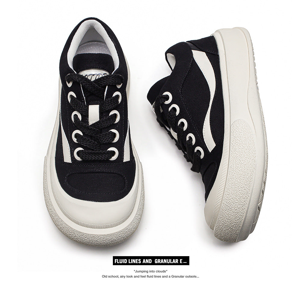 Bubble Drink Fashion Big Head Crooked Platform Versatile Bread Men's Canvas Shoes