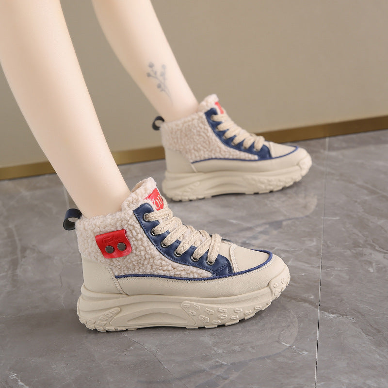 White Korean Female Increased Warm Keeping Women's Shoes