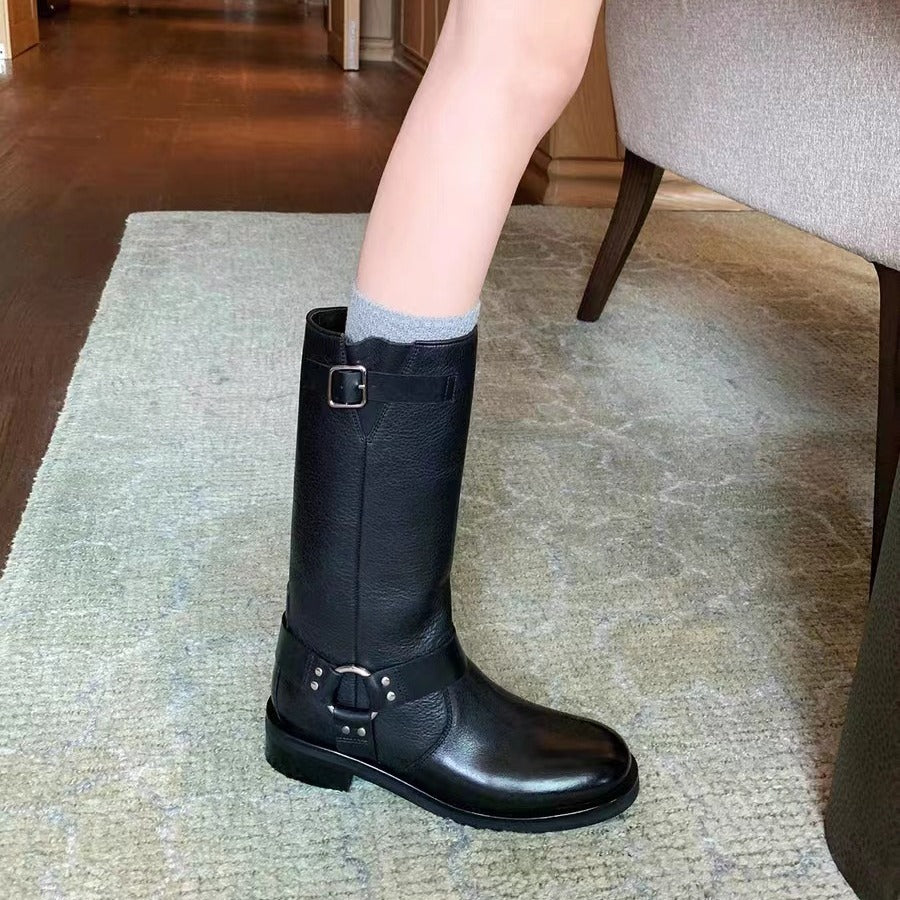 Women's Fans France Cool Vegetable Tanning Vintage Belt Boots