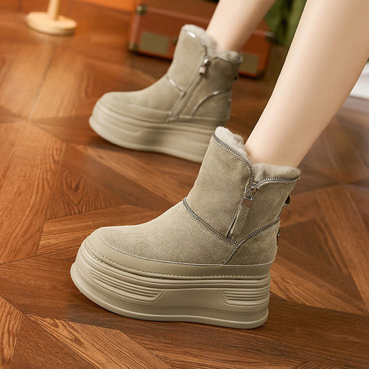 Women's Plus Veet Thick Cotton Height Increasing Insole Snow Boots