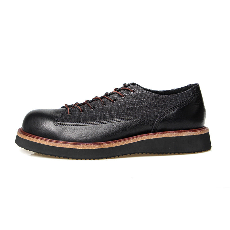 Men's Round Toe Vintage Big Top Layer Cowhide Casual Shoes