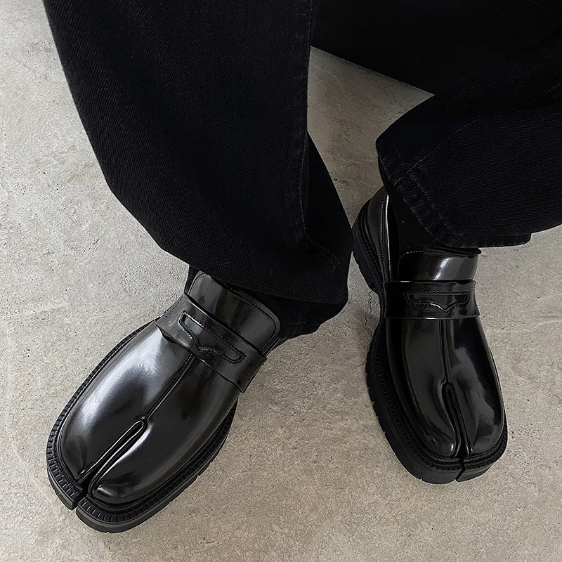 Men's Niche High-grade Horseshoe Design Korean British Trendy Leather Shoes