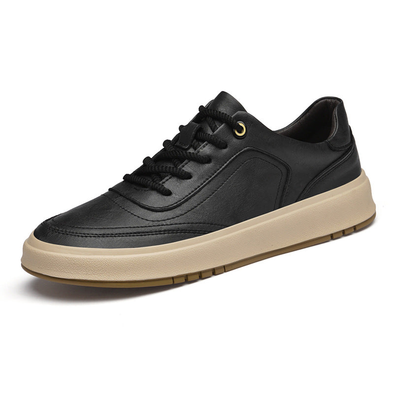 Men's Autumn Cowhide Surface Comfortable Green Retro Easy Matching Men's Board Shoes