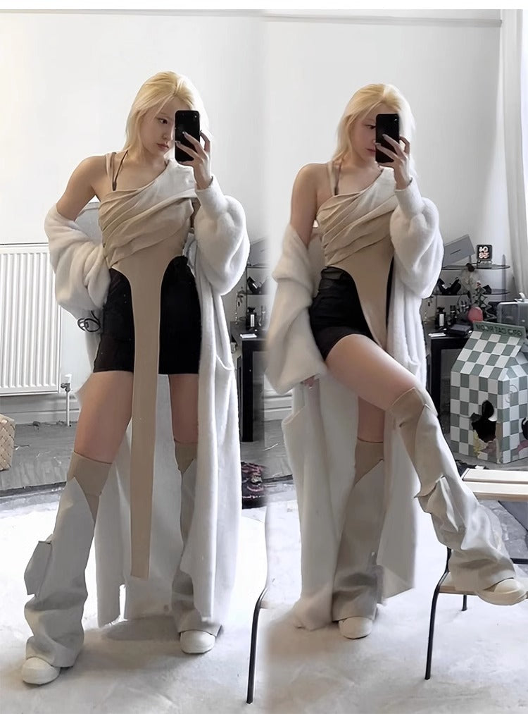 Women's High-grade Sheepskin Pocket Pants Tall Knight Boots