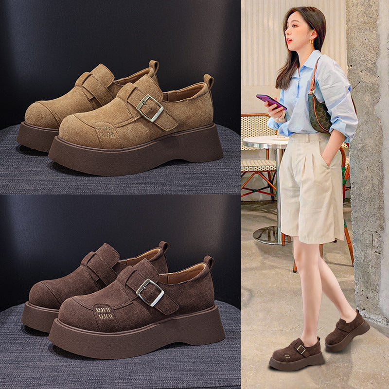 Women's Korean Thick Bottom Increased Big Head Slip-on Small Women's Casual Shoes