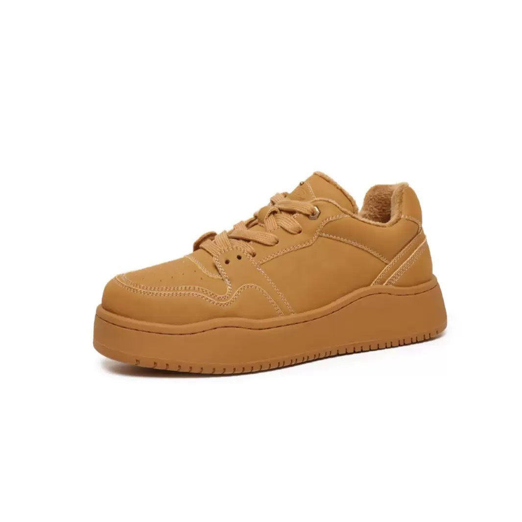 Women's & Men's Brown Thick Sole Fashionable American Niche Design Couple Increased Sneakers