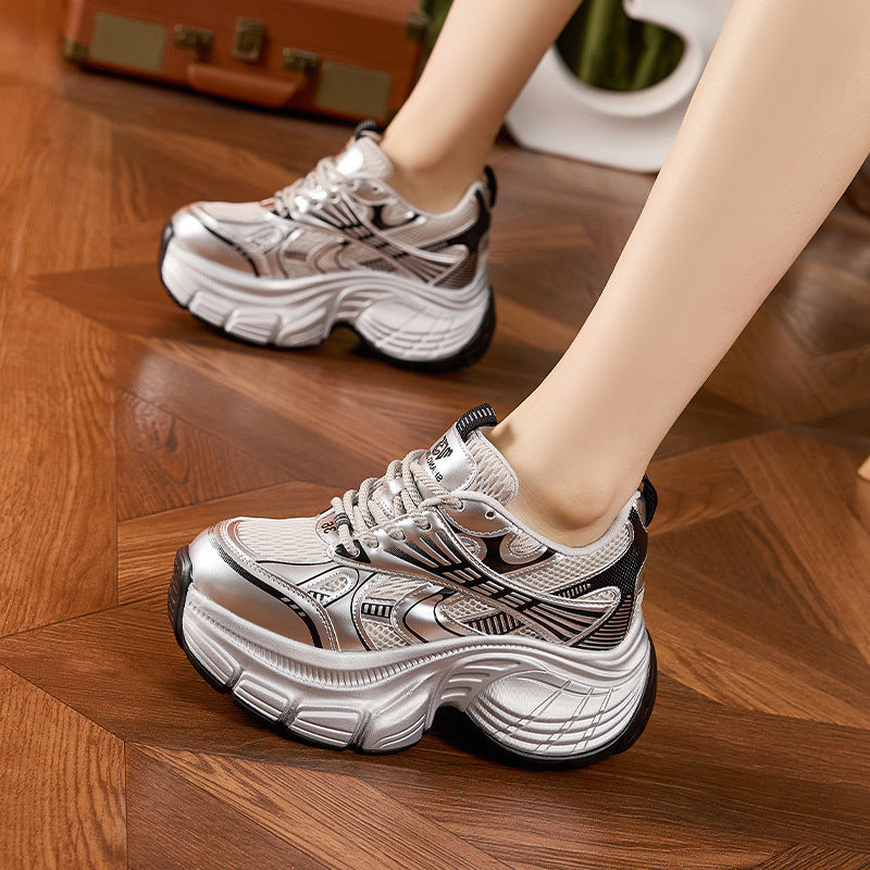 Women's Dad Fleece-lined Mesh Platform Height Increasing Women's Shoes