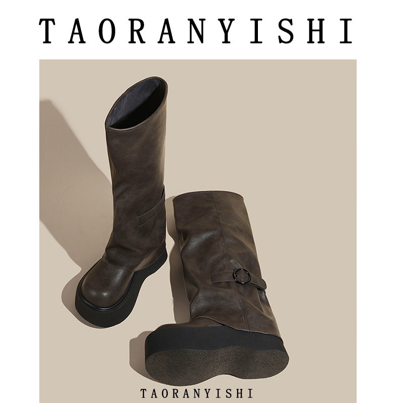 Below The Knee Thick Bottom Niche Design Thin Boots
