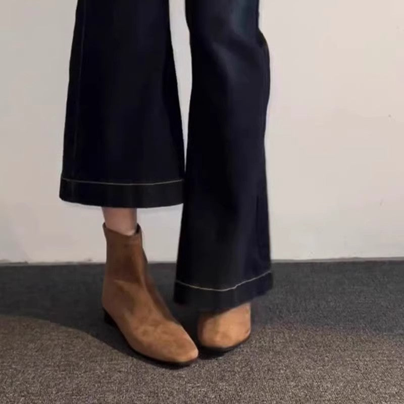 Women's Increasing Insole Korean Style Retro Ankle Elegant Suede Skinny Women's Leather Boots