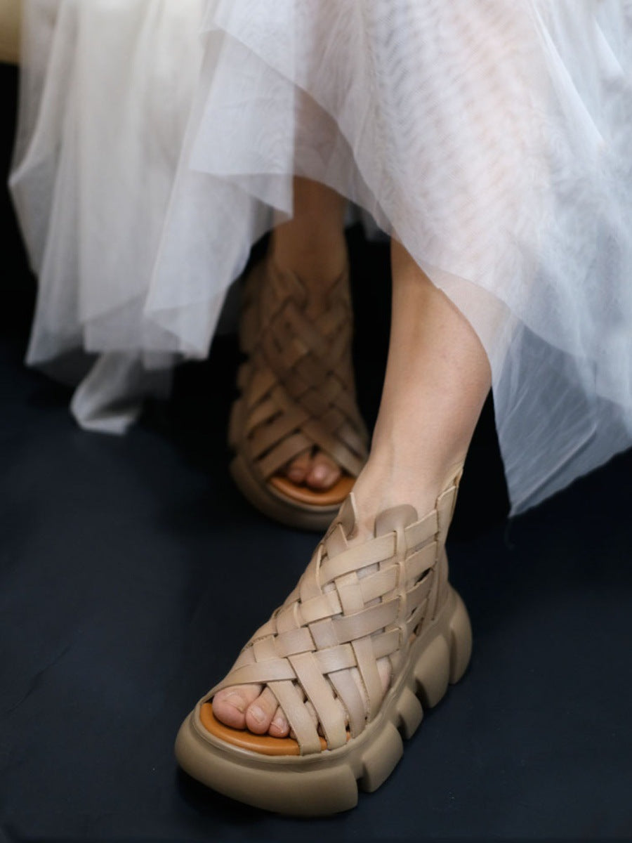Women's High-quality Soft Roman Summer Woven High Heels