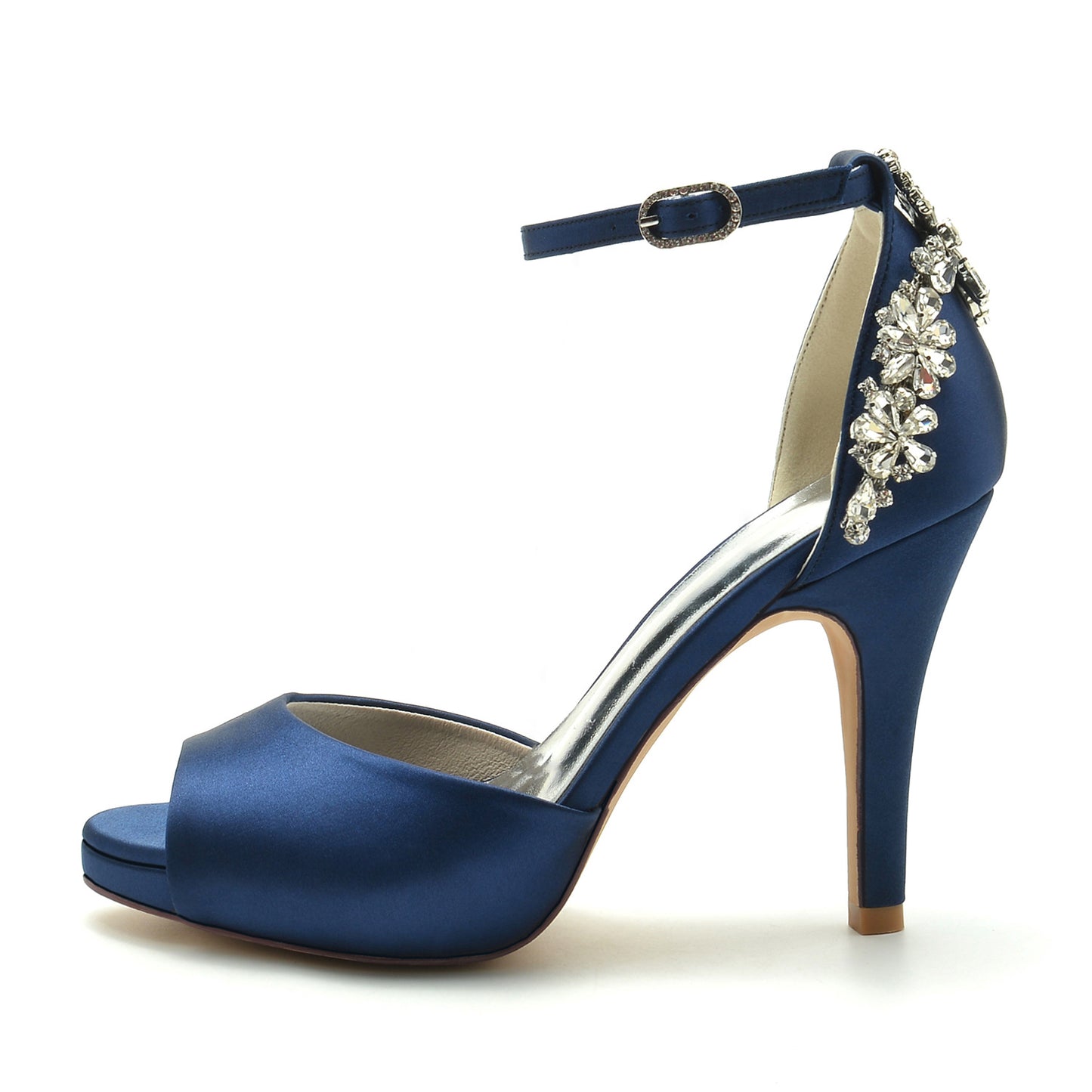 Women's Waterproof Platform Hollow Rhinestone Wristband Wedding Bridal Heels