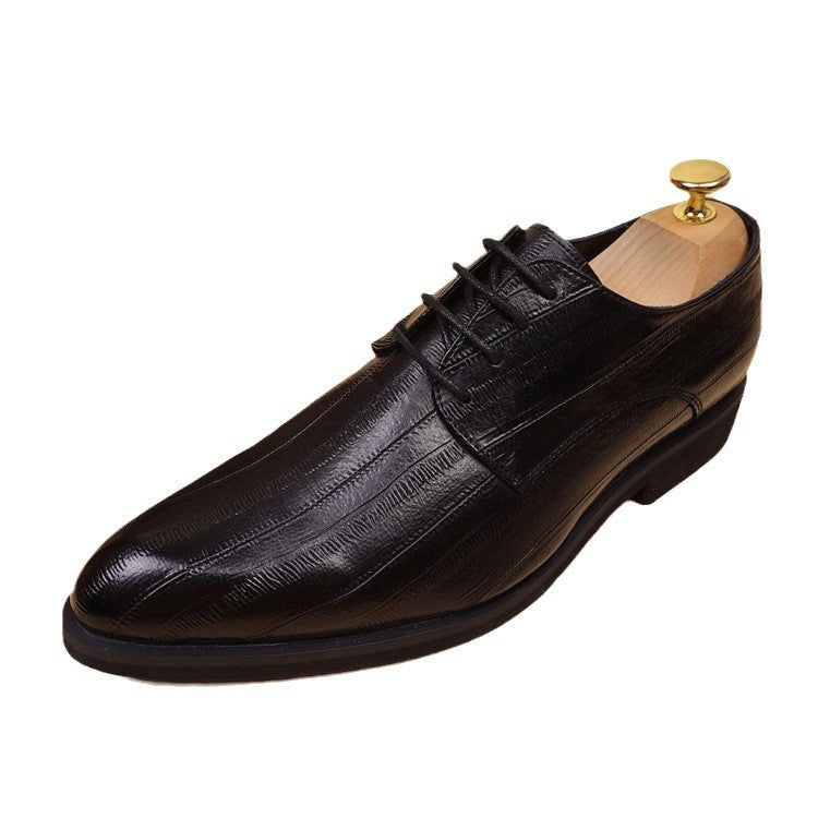Men's Korean Style Pointed Toe Business Fashion Height Increasing Insole Leather Shoes