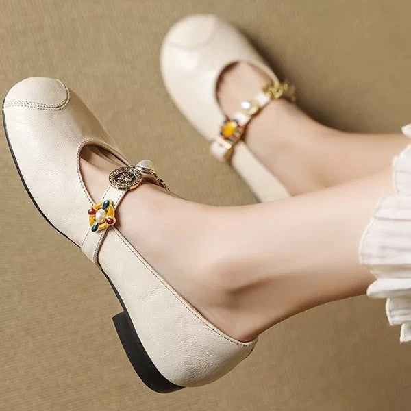 Women's Retro Soft Low Round Toe Shallow Mouth Women's Fashion Shoes