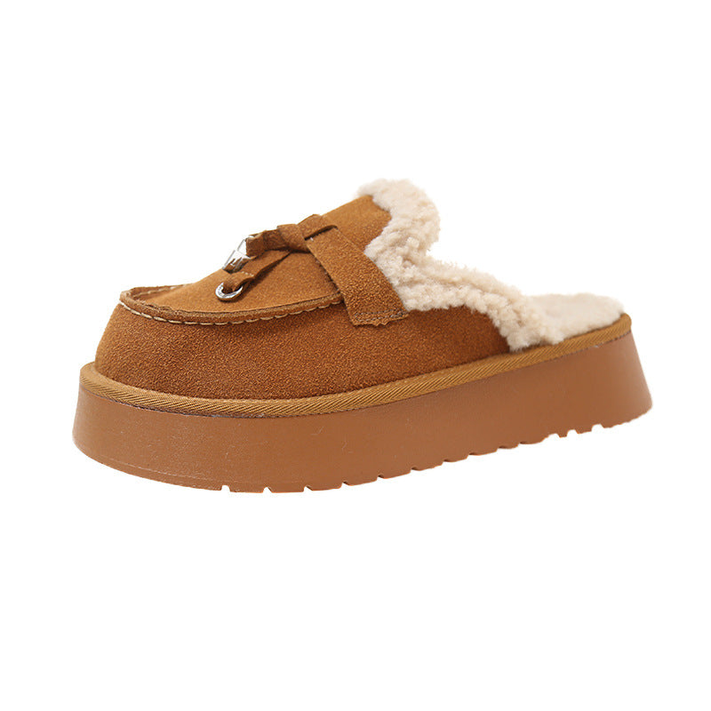 Women's Platform Fluffy Outdoor Toe Cap Semi Women's Shoes